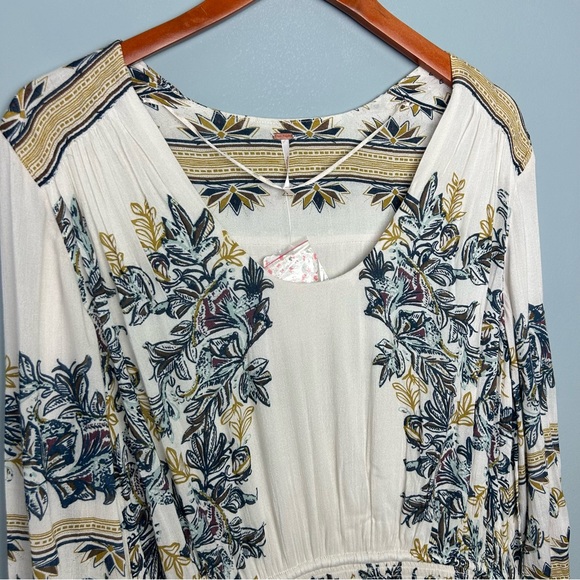 NEW Free People boho moonlight drive mini dress floral ivory combo size L - Picture 9 of 15